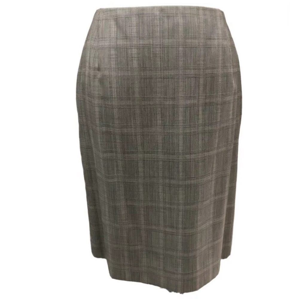 Dana Buchman Wool Plaid Kick Pleated Pencil Skirt